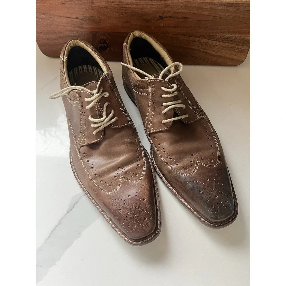 Giorgio‎ Brutini Men's Leather Square Toe Shoes, Brown, Lace-Up Oxford Size 12
